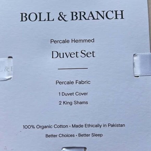 Boll & Branch Signature Hemmed Organic Cotton KING Duvet Cover & Shams Set BLUSH - Picture 5 of 5